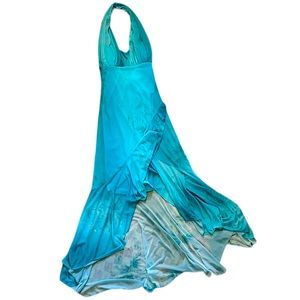 Y2K vintage coconut girl🥥/fairy🧚 blue floral print asymmetrical dress